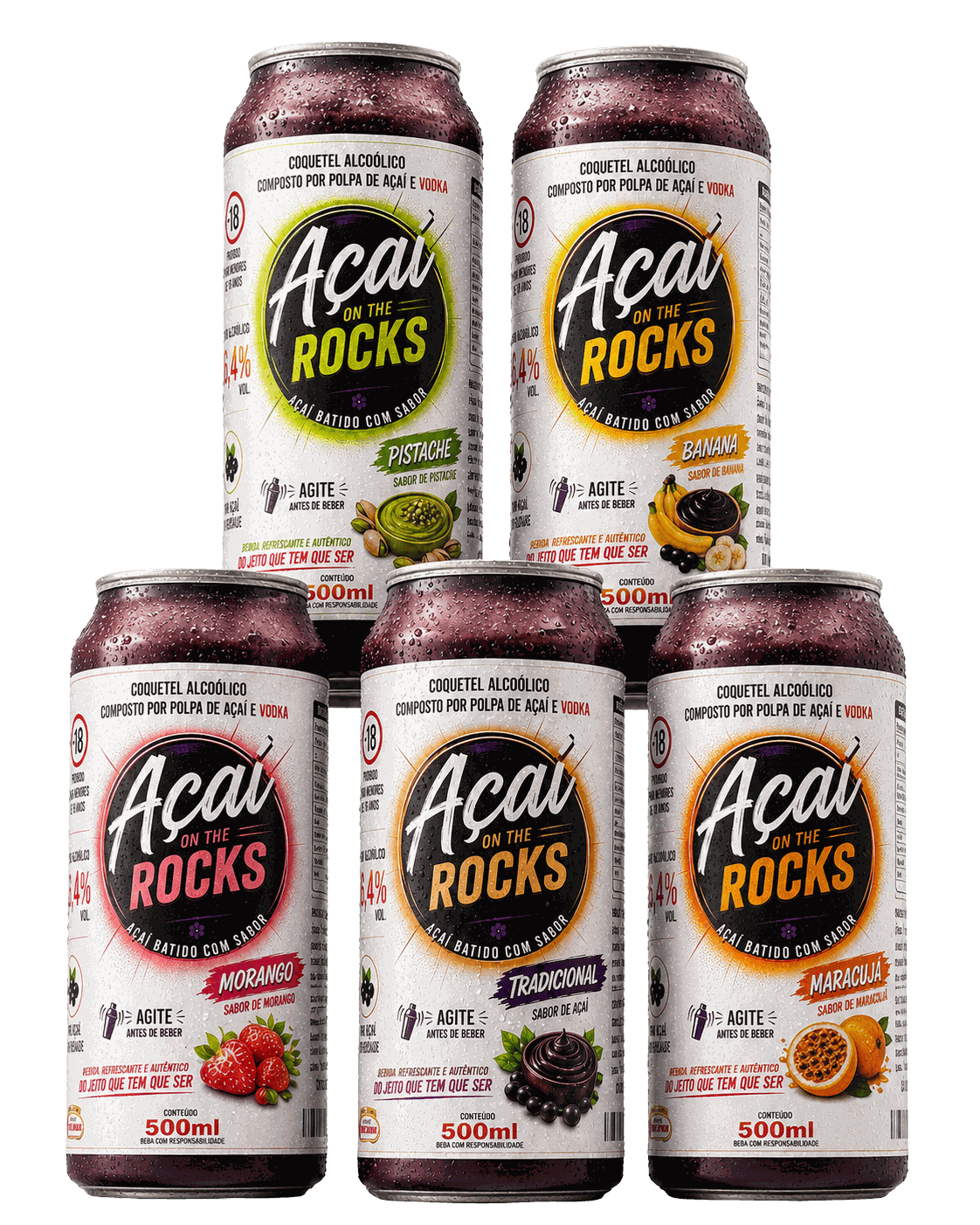 Trio de latas Açaí on the Rocks